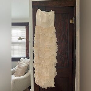BHLDN Cream Strapless Ruffle Gown Wedding Dress